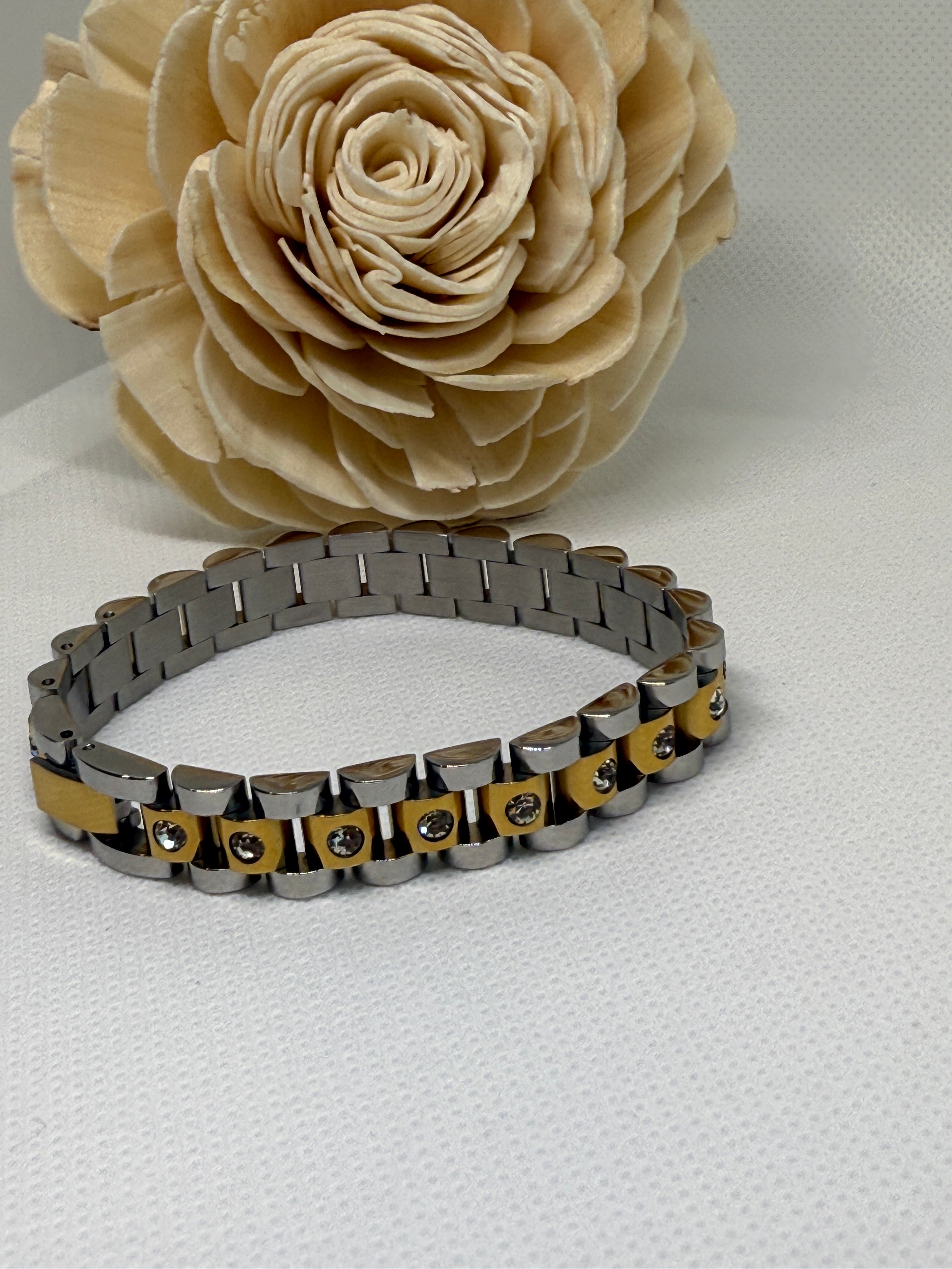 Faelys 18K Gold Non-Tarnish Two-Tone Watchband Bracelet