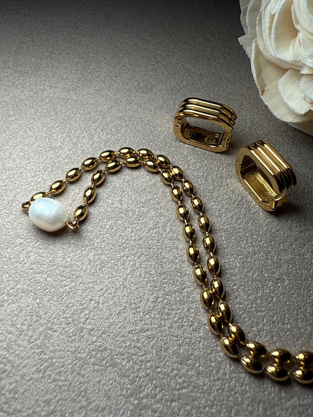 Vigne 18K Gold Non-Tarnish Pearl Ball Chain Necklace