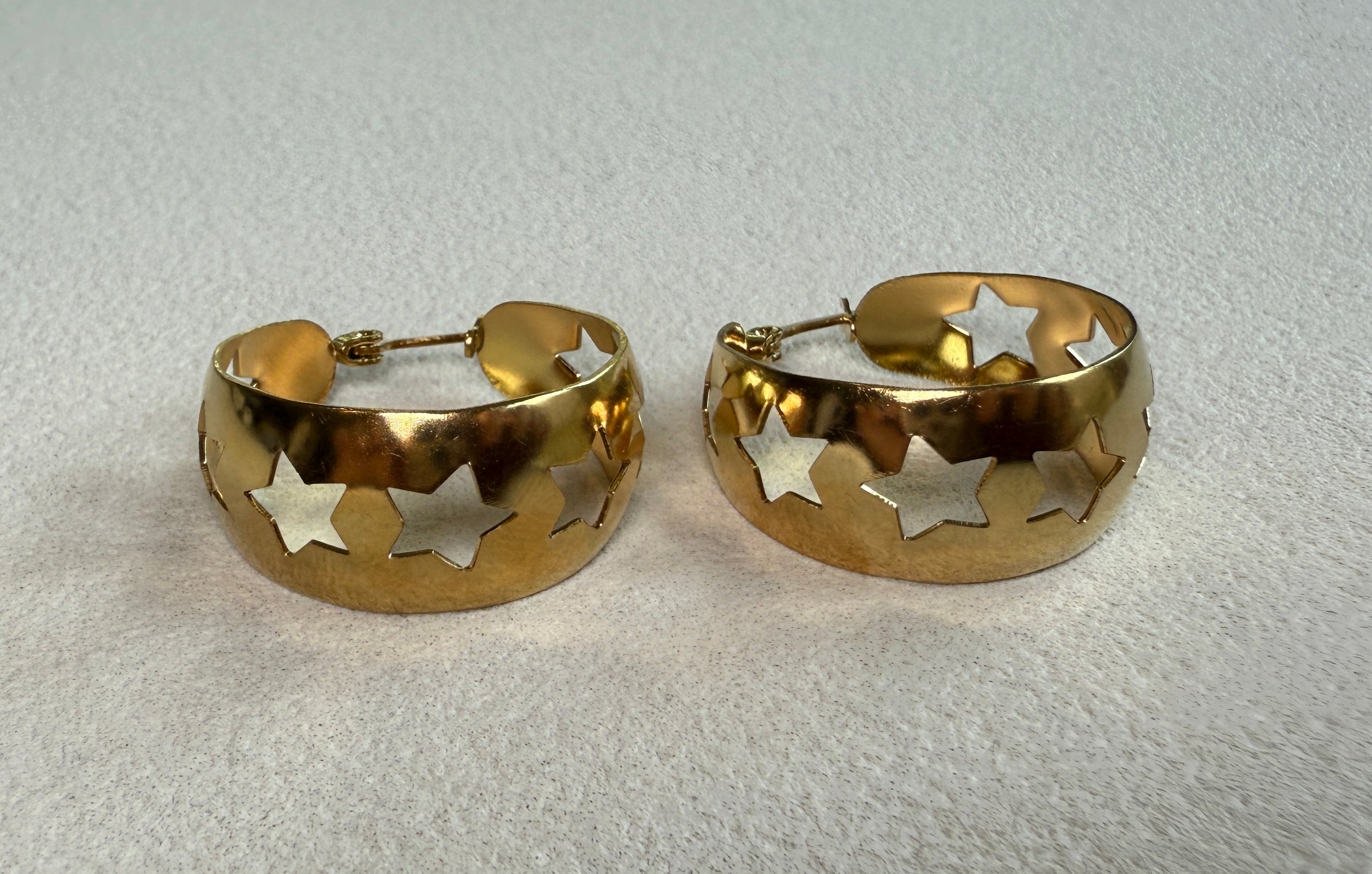 Hollow Stars Gold Plated Stainless Steel Hoop Earrings