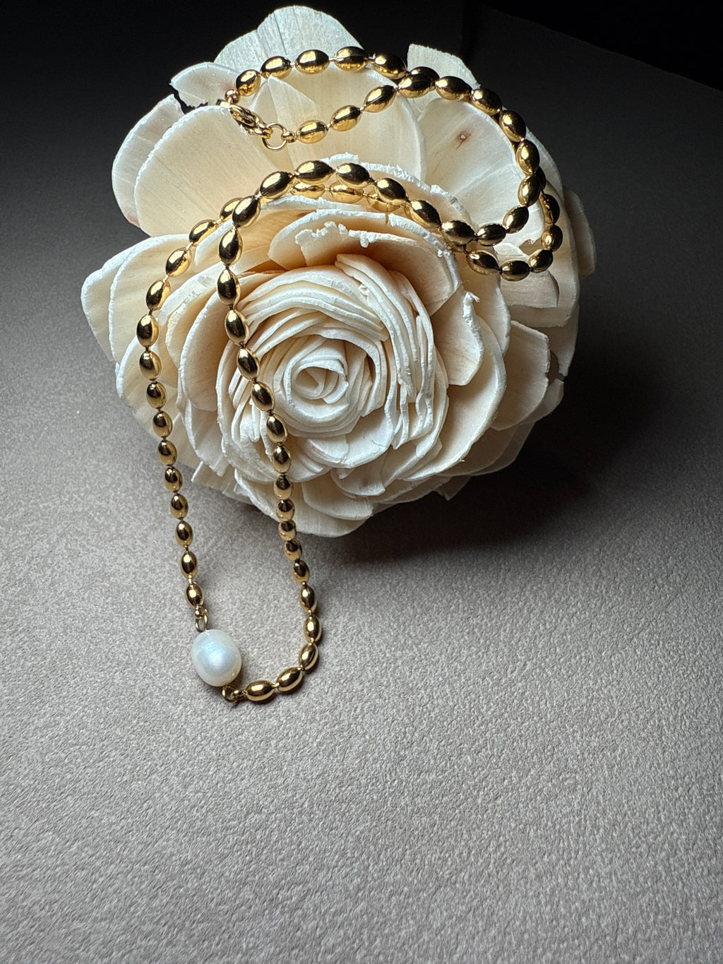 Vigne 18K Gold Non-Tarnish Pearl Ball Chain Necklace