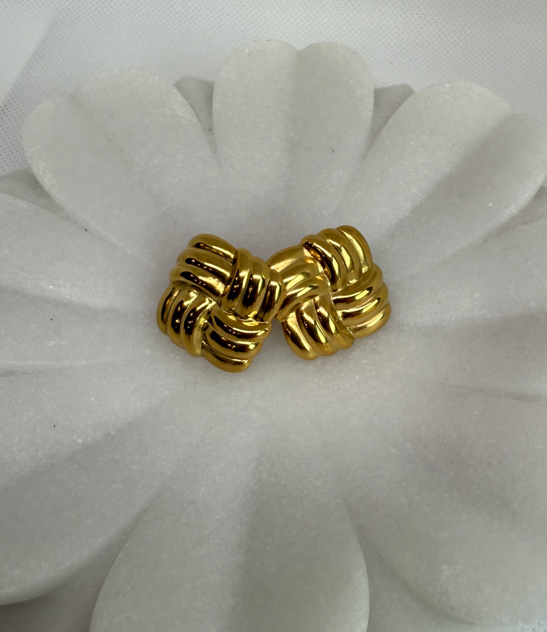 Luella 18K Gold Non-Tarnish Textured Knot Stud Earring