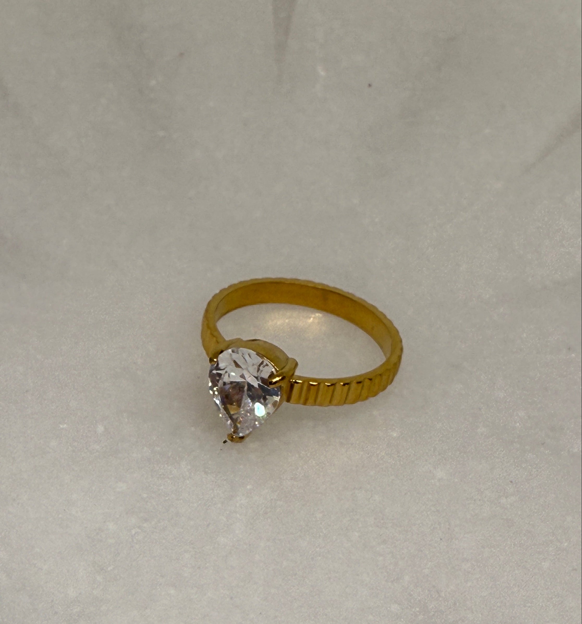 Emberlace 18K Gold Non-Tarnish Statement Pear Stone Ring