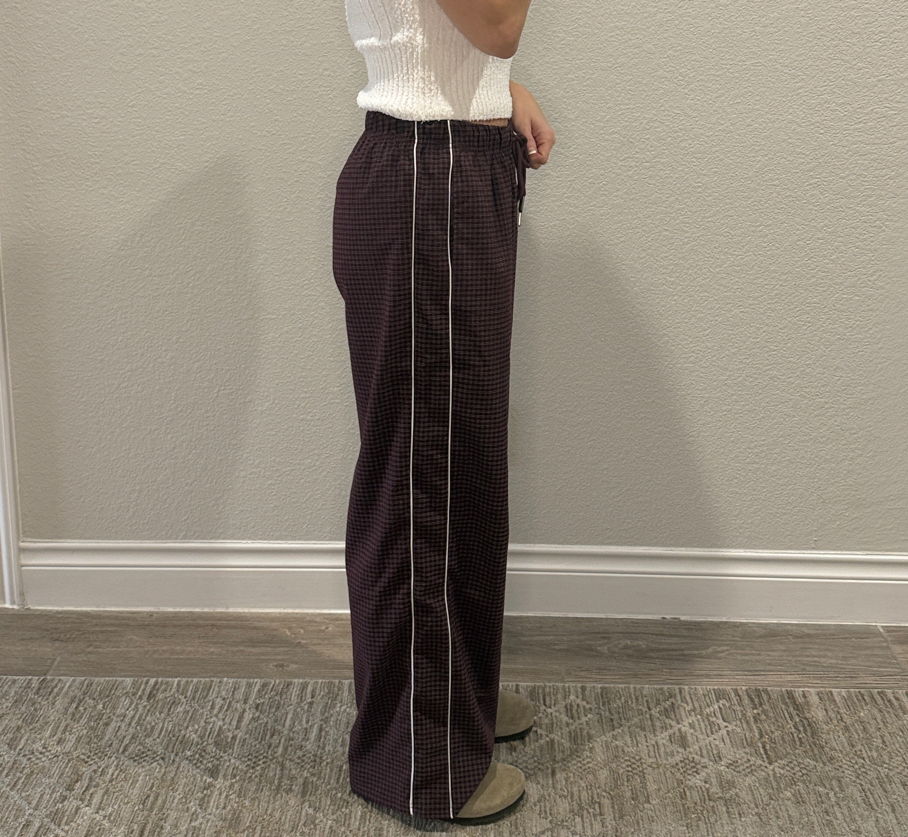 Check Woven Long Pants (2 colors)