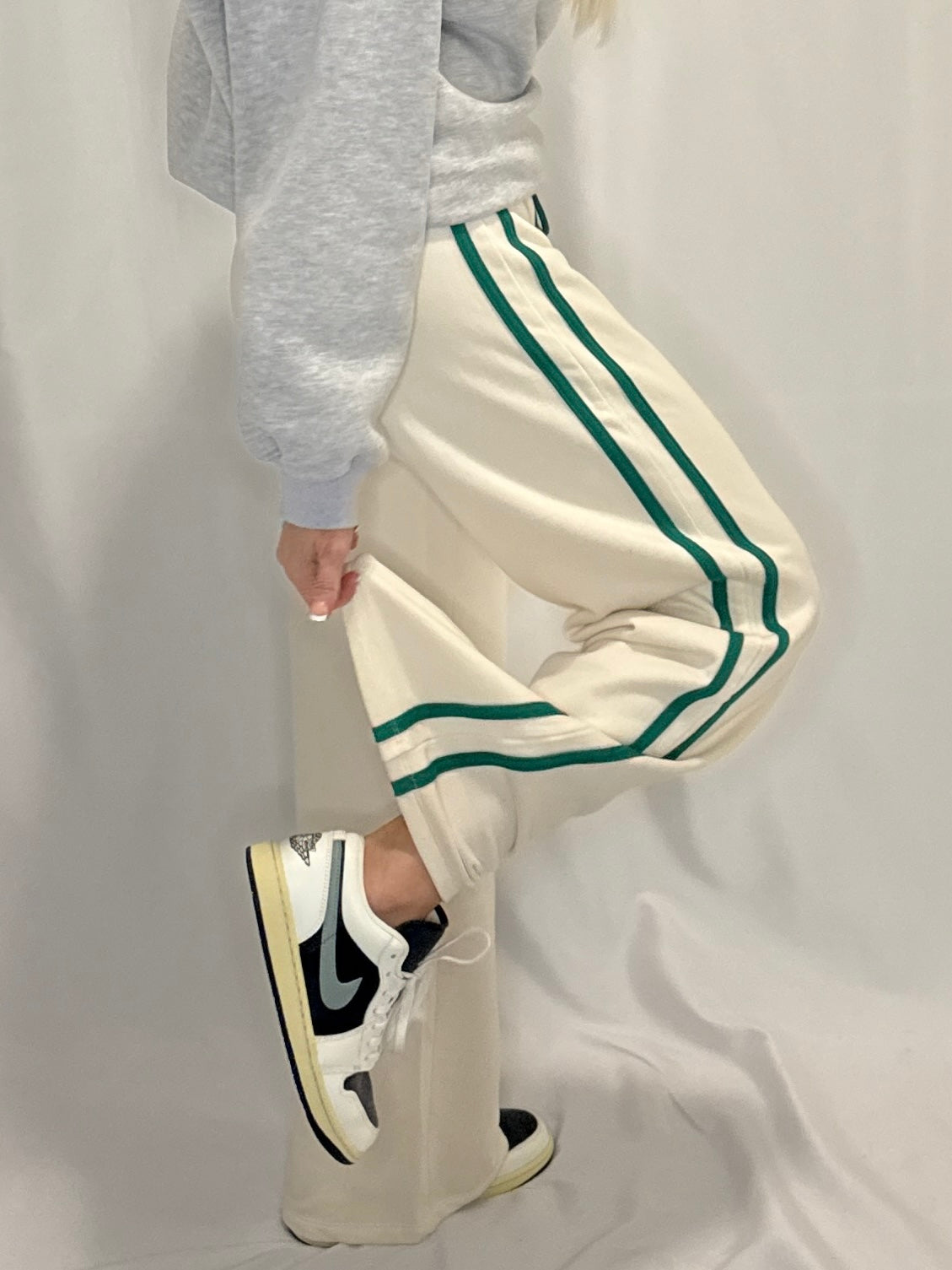 Knit Cotton French Terry Side Contrast Trim Pants