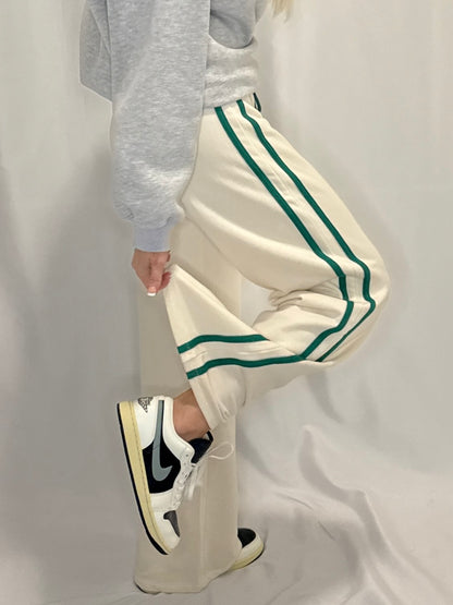 Knit Cotton French Terry Side Contrast Trim Pants