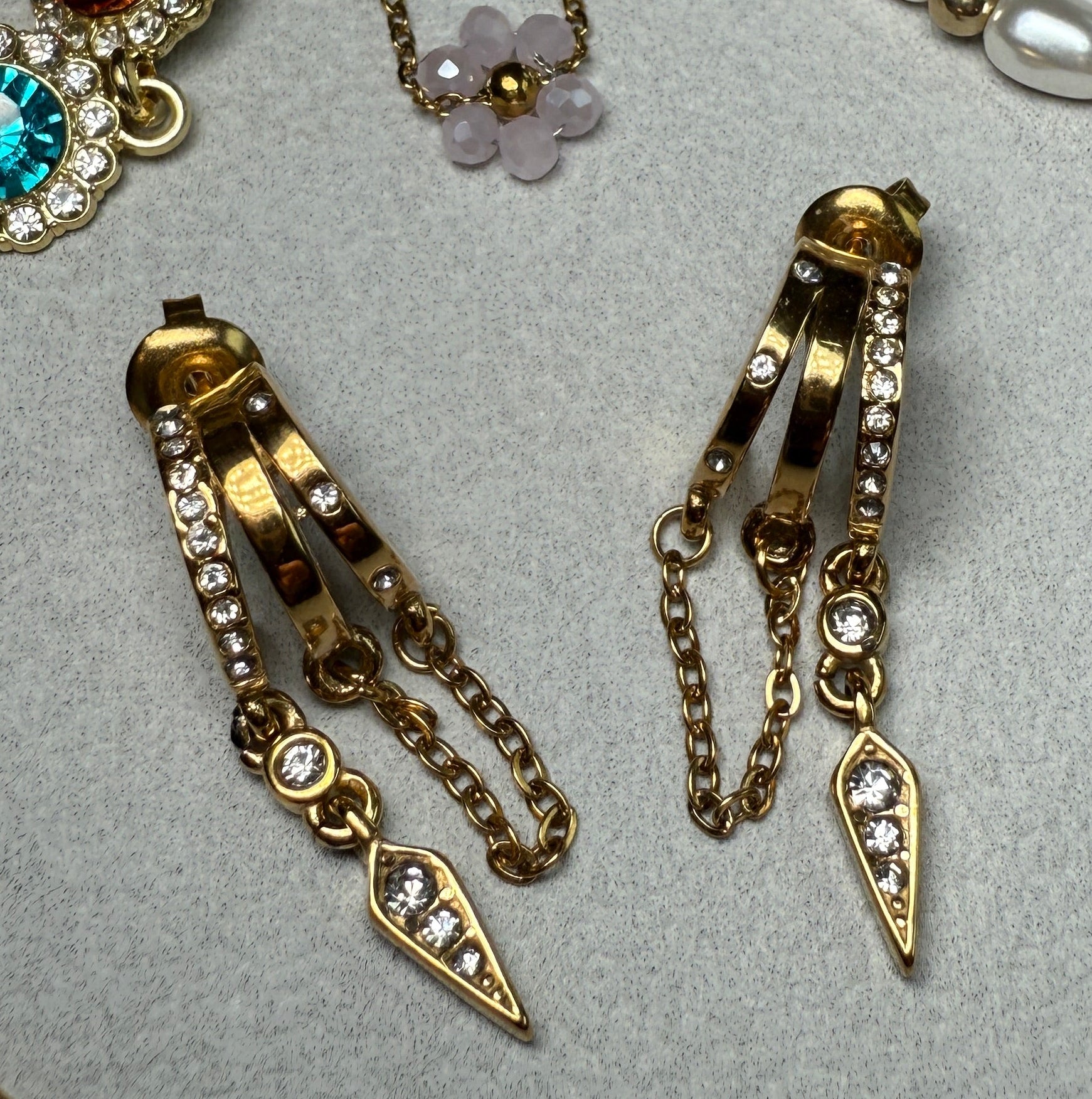 Zircon Fringe 18K Gold Plated Stud Earrings