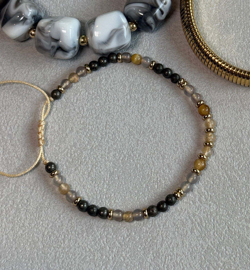 4mm Stone Crystal Adjustable Bead Bracelet