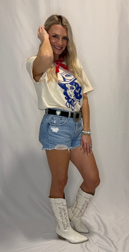 COWGIRLS WESTERN VINTAGE GRAPHIC OVERSIZED TEE