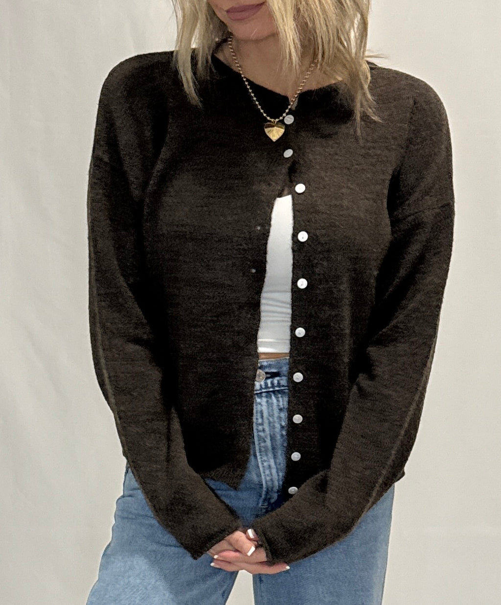 Essential Button Down Cardigan Top (Two colors)