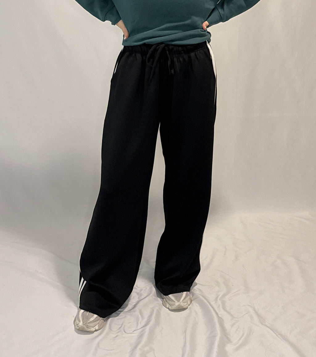 Wide Leg Track Pants with Side Stripes