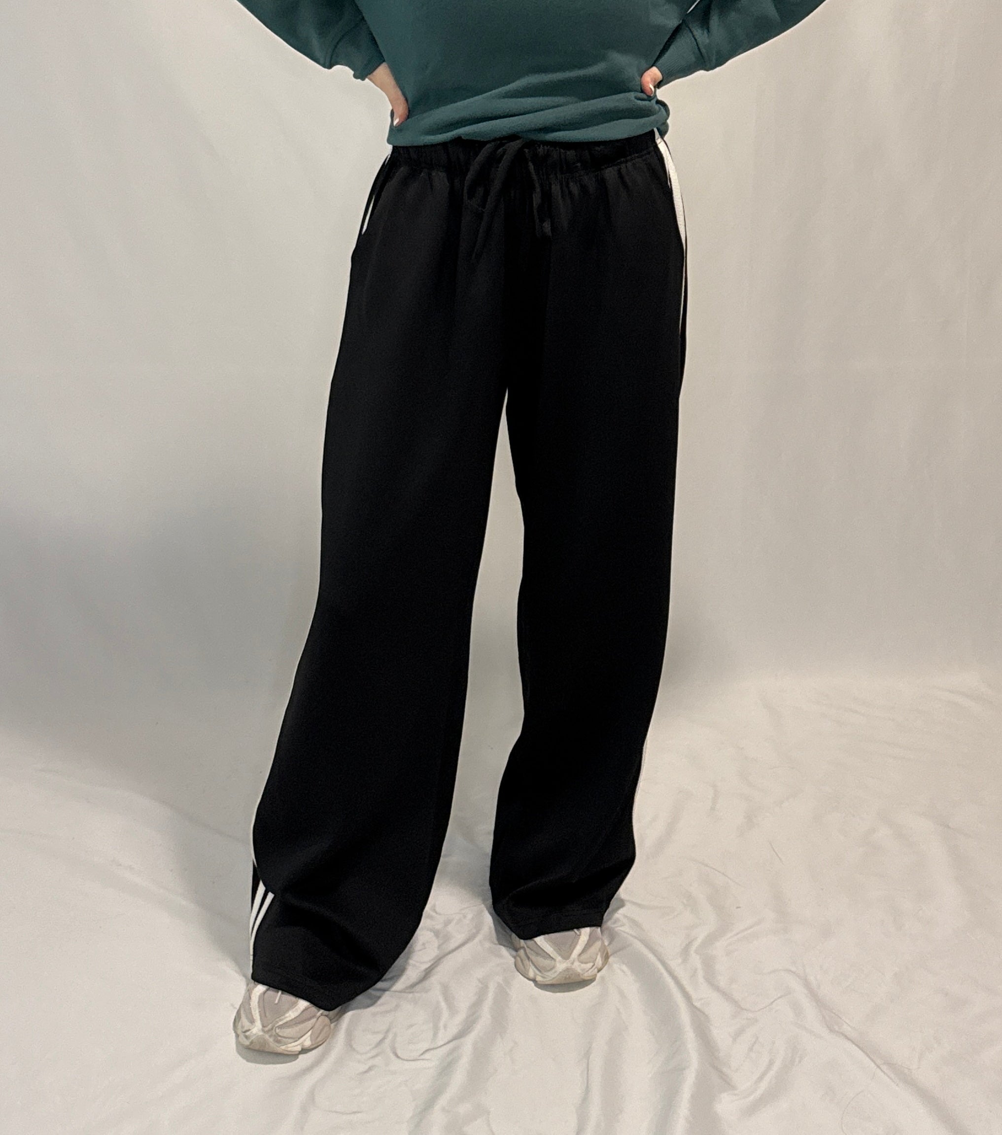Wide Leg Track Pants with Side Stripes