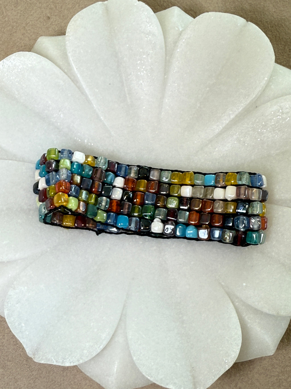 Multi Colored Square Bead Mosaic Bracelet