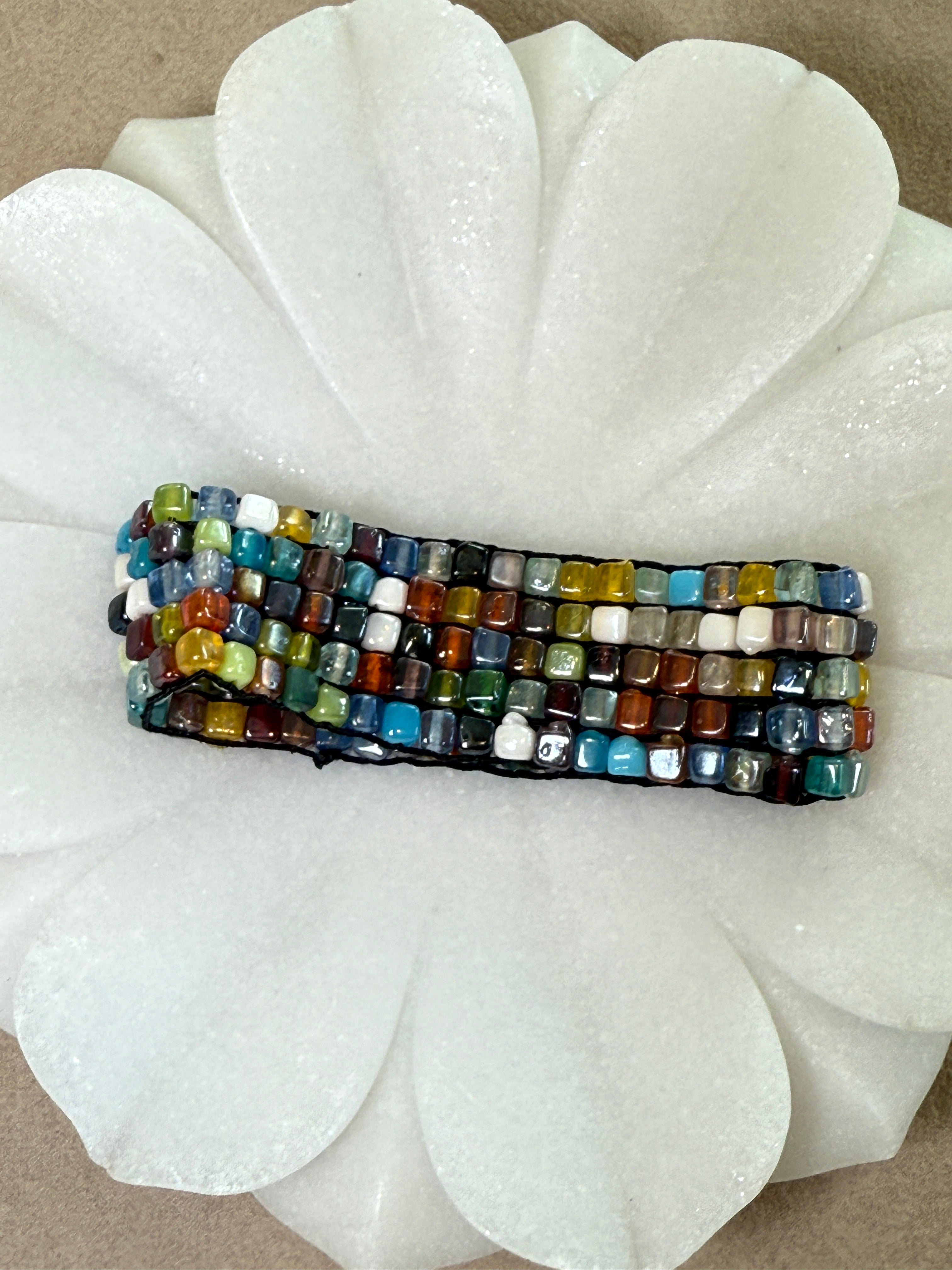 Multi Colored Square Bead Mosaic Bracelet