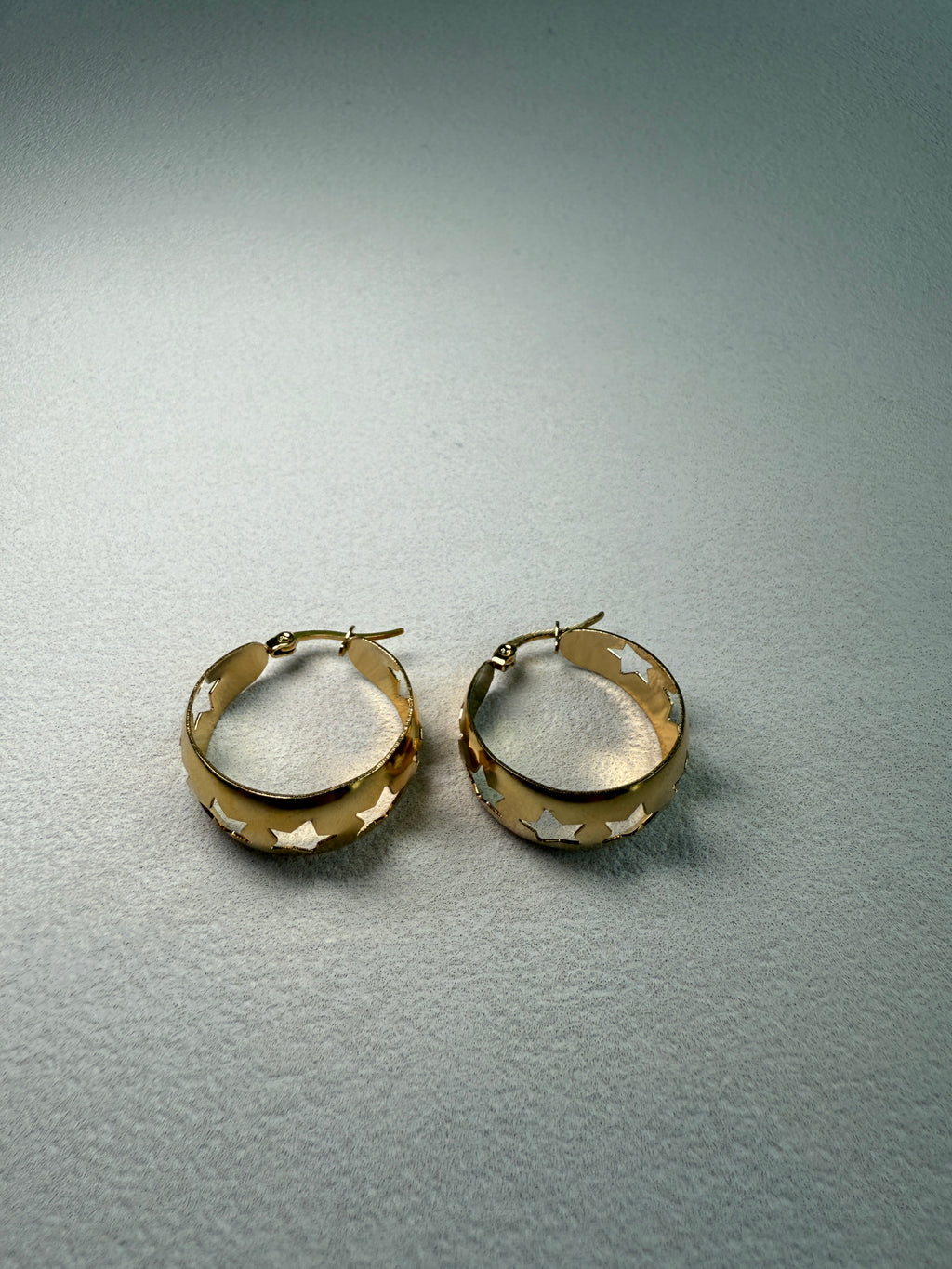 Hollow Stars Gold Plated Stainless Steel Hoop Earrings