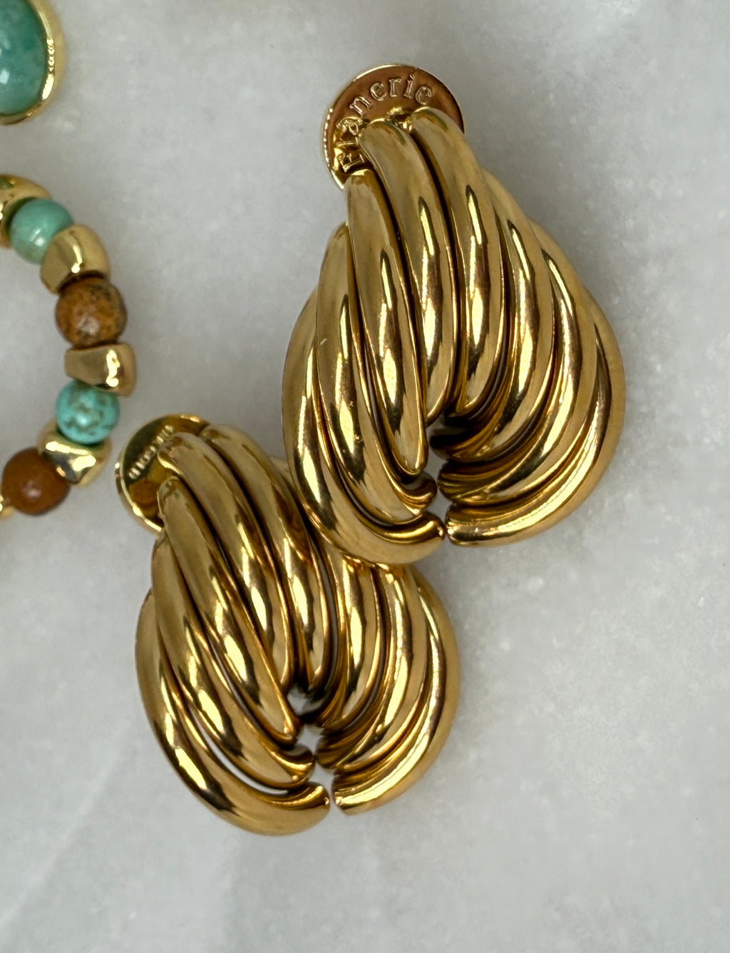 Lysandra 18K Gold Non-Tarnish Layered Teardrop Earrings