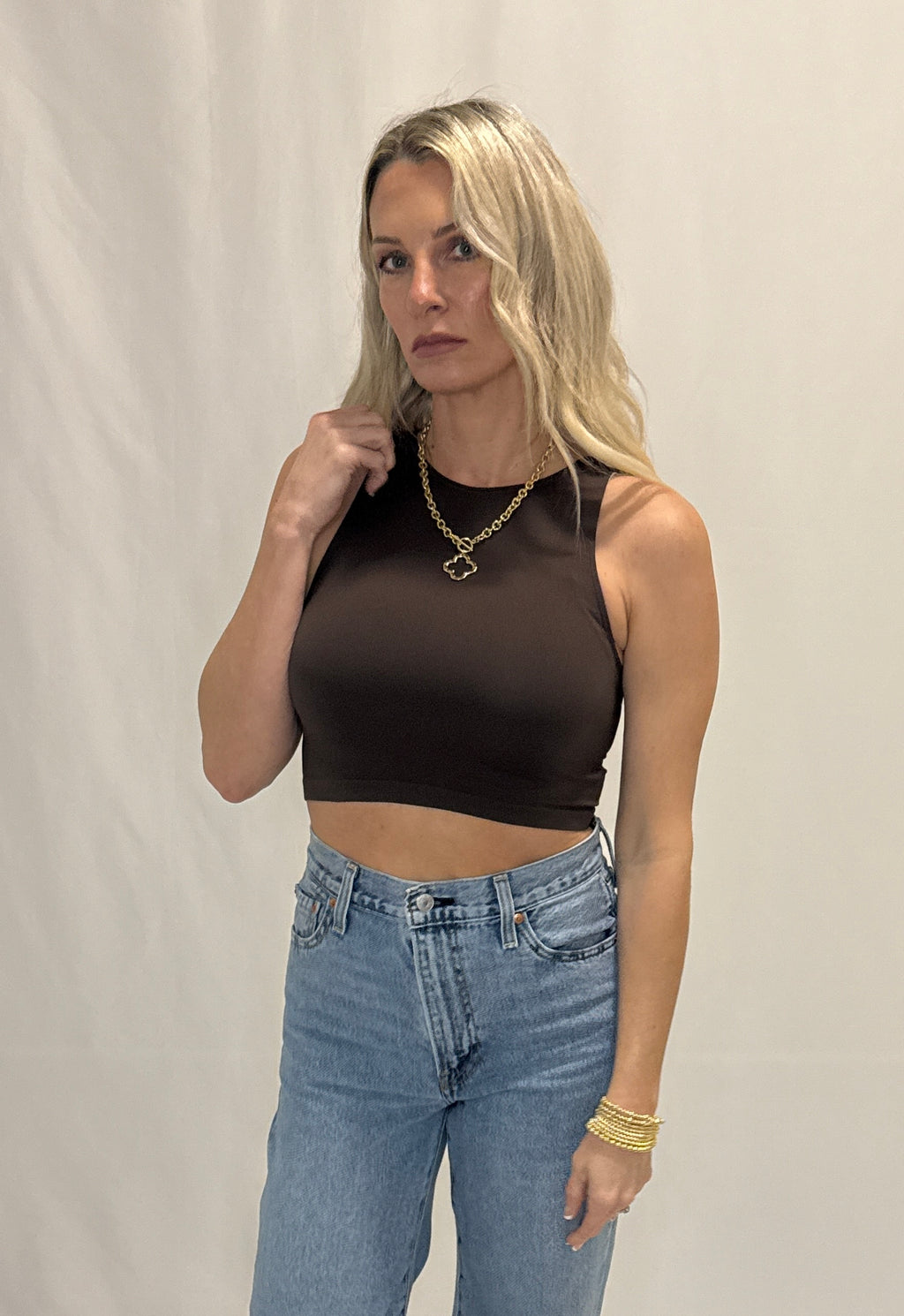Casual Crew Neck Crop Top