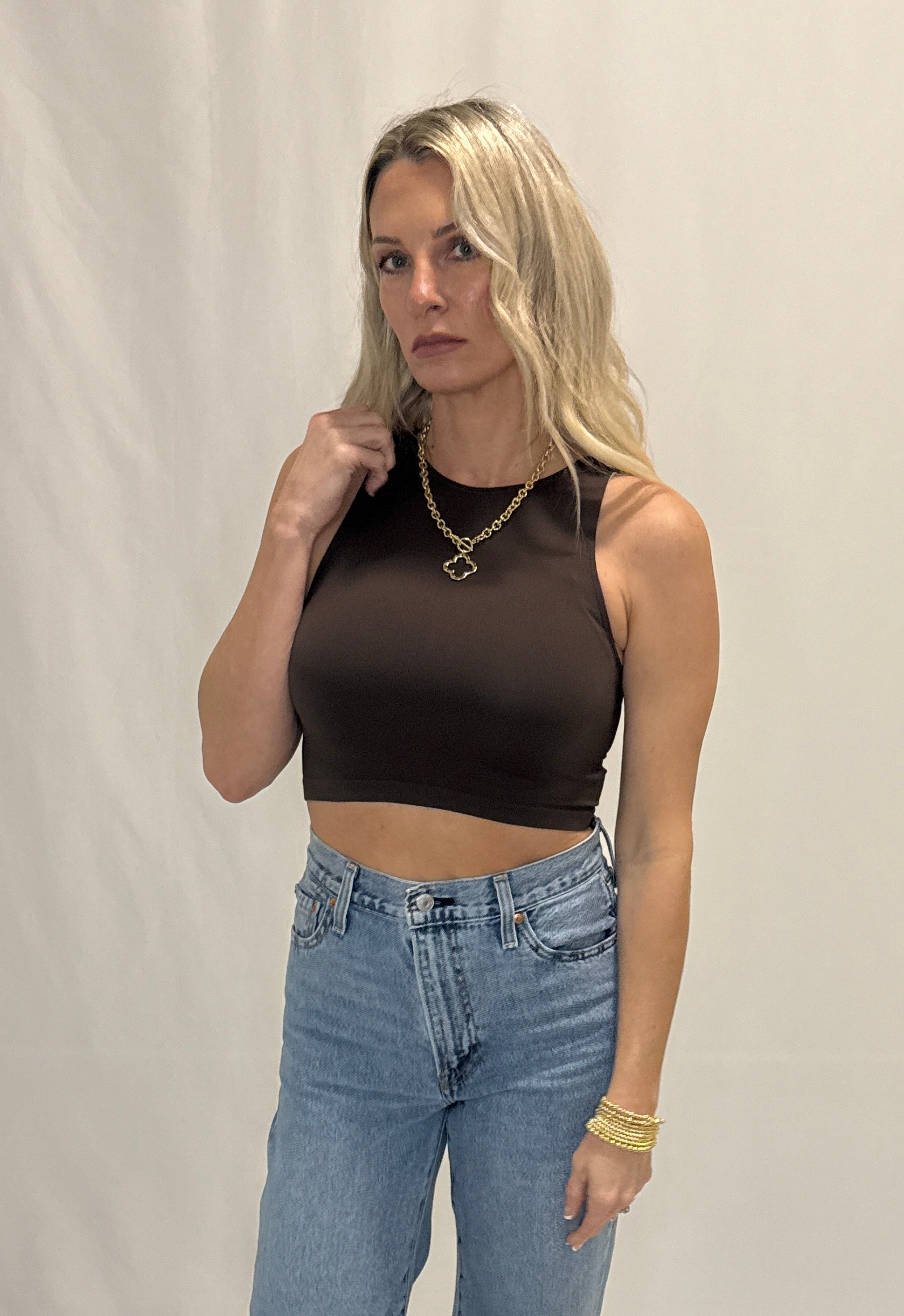 Casual Crew Neck Crop Top