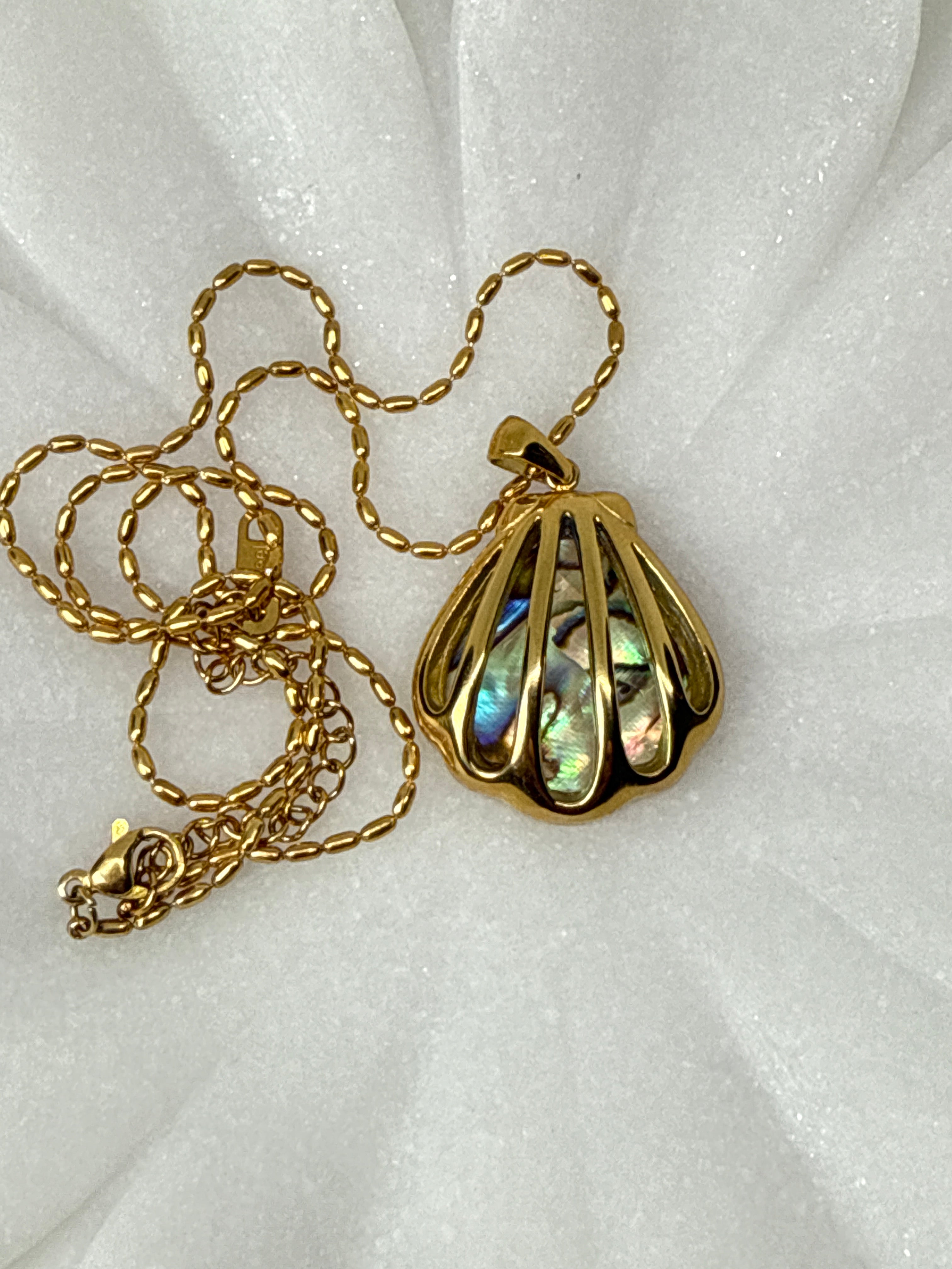 Cydnee 18K Gold Non-Tarnish Abalone Shell Necklace