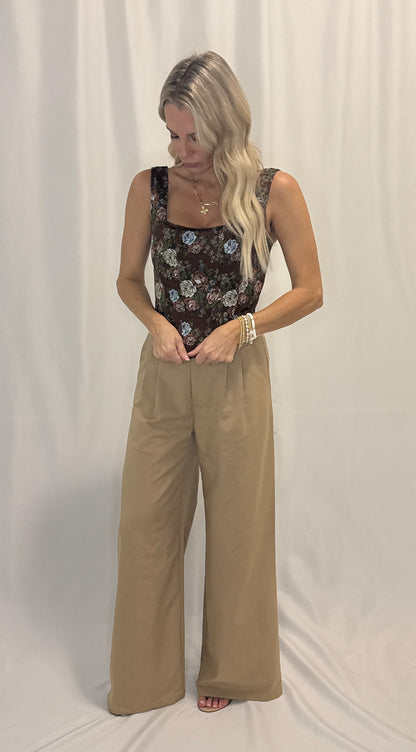 LACE UP JACQUARD BUSTIER TOP