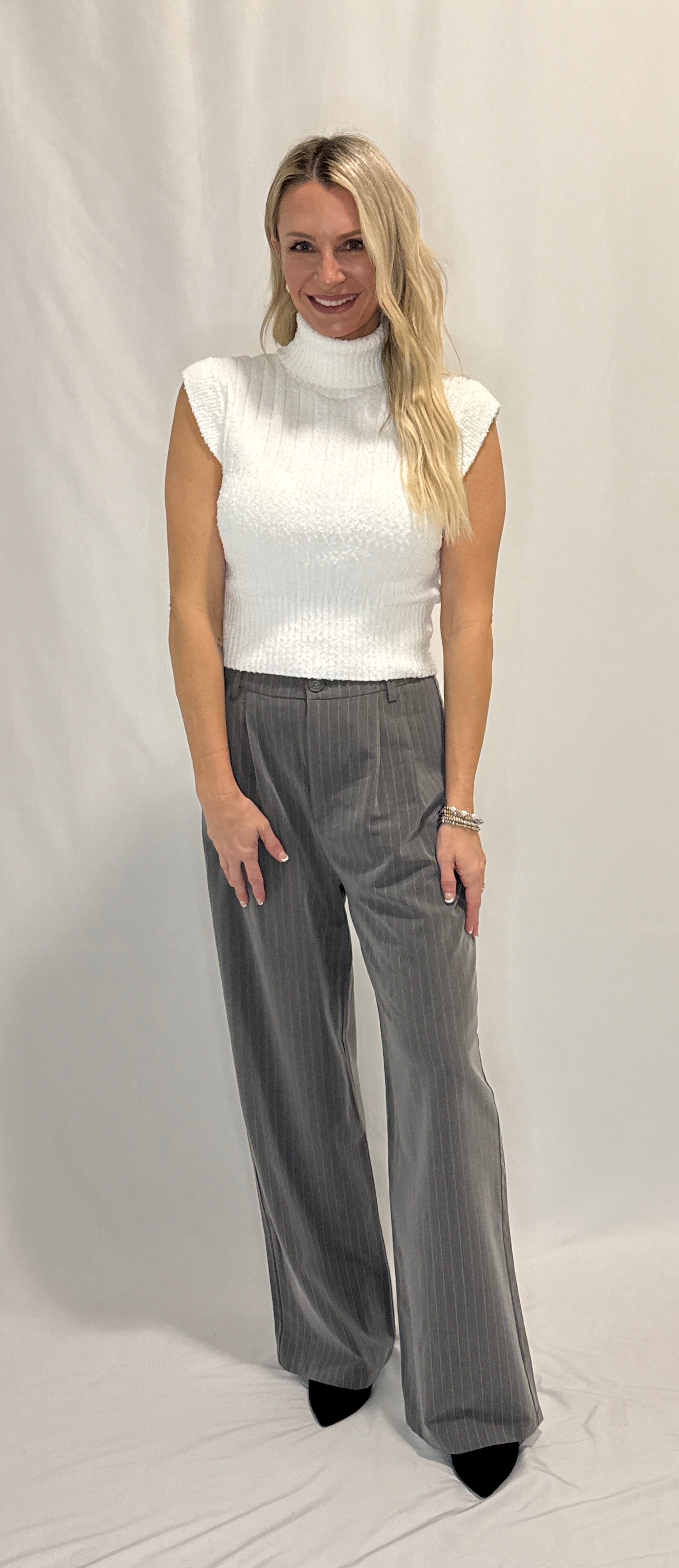 Pin Stripe Woven Straight Pants