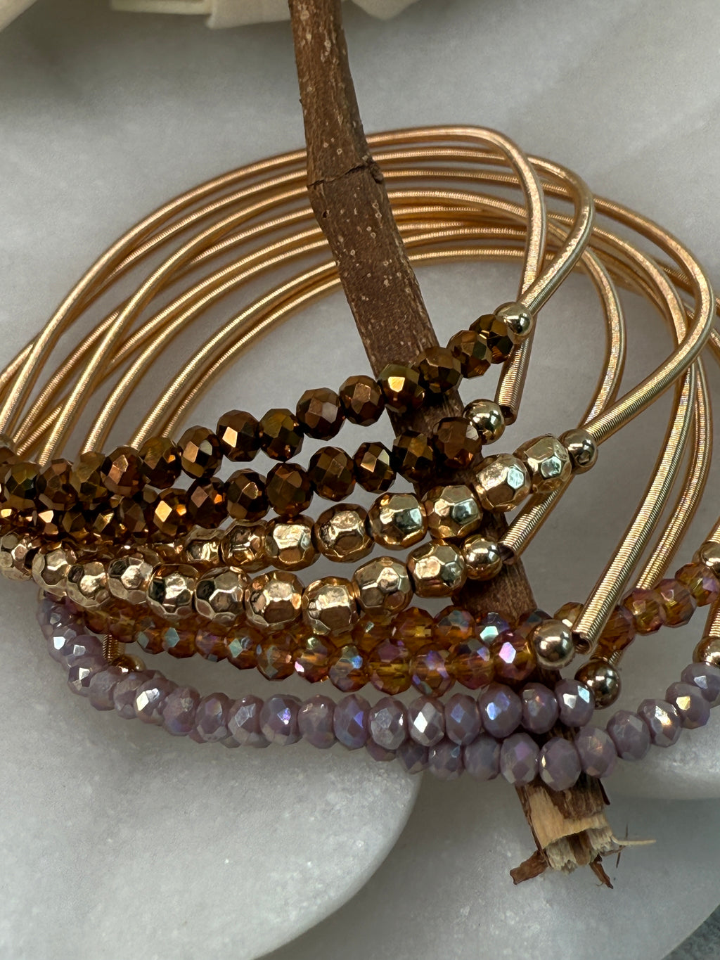 Boho Layered Spring Coil Guitar String Bracelet Set