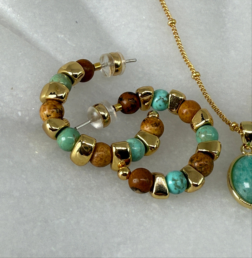 Noisette 18K Gold Boho Beaded Hoop Earrings