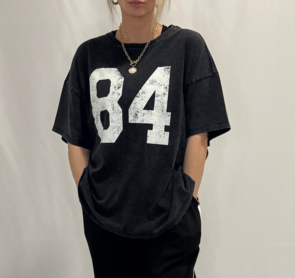 Mineral Washed Oversized Number Graphic T-Shirt