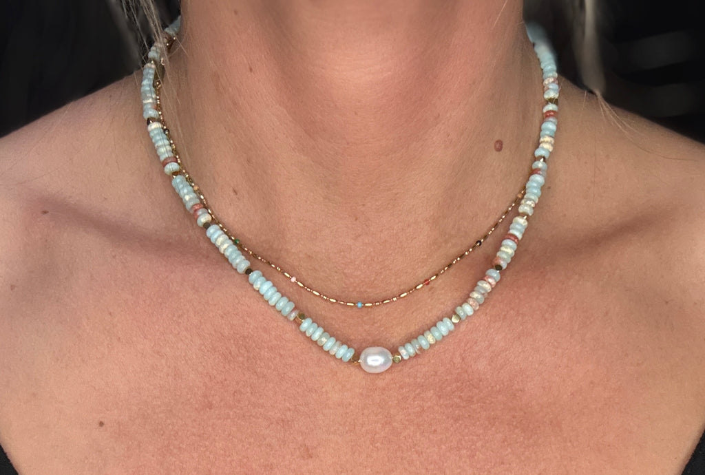 Swank Non-Tarnish Boho Beaded Pearl Necklace