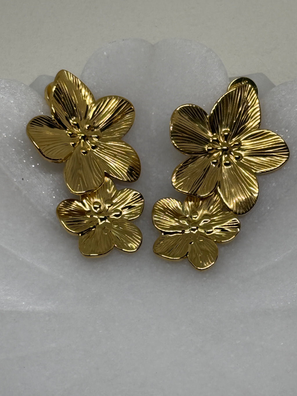 Ivy 18K Gold Statement Stacked Flower Earring