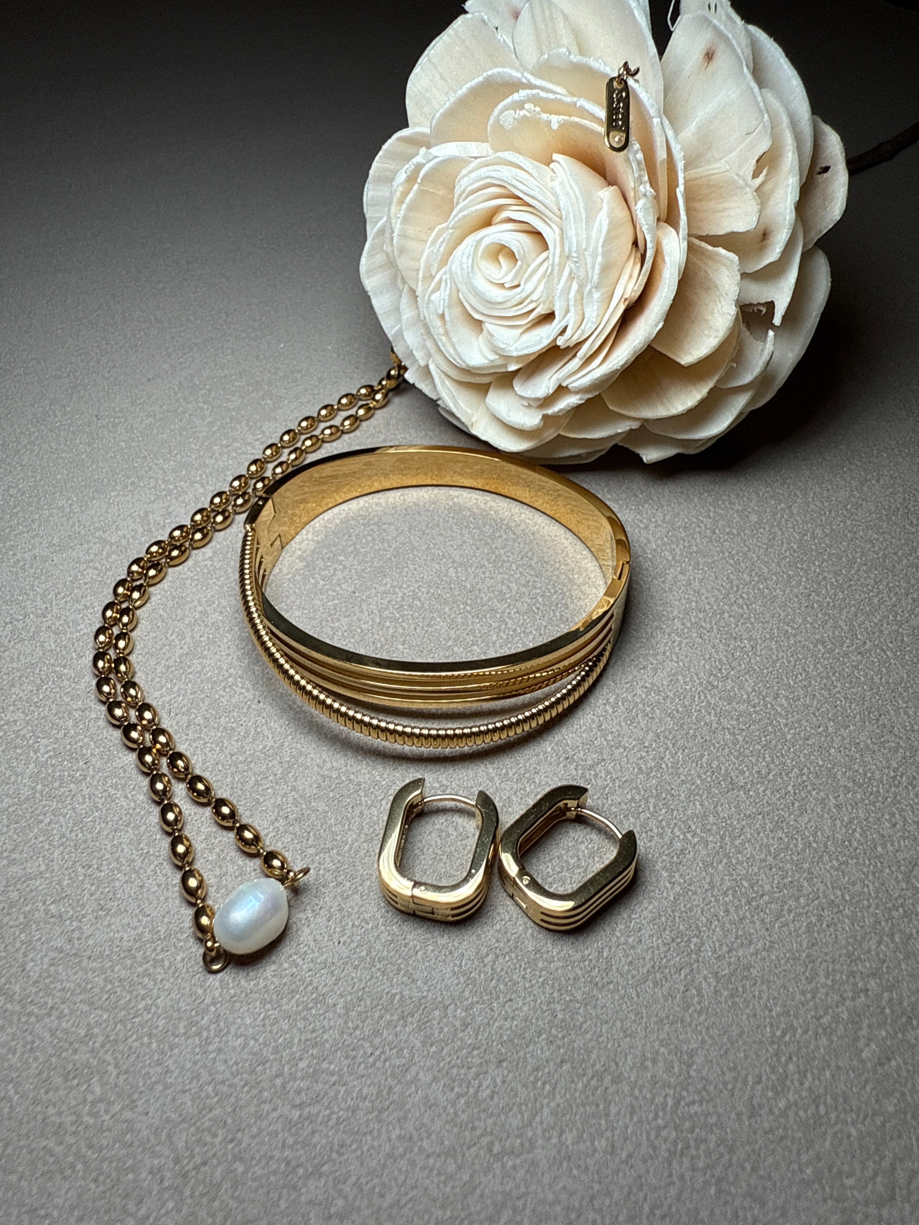 Yuna 18K Gold Non-Tarnish Chain Bangle Bracelet
