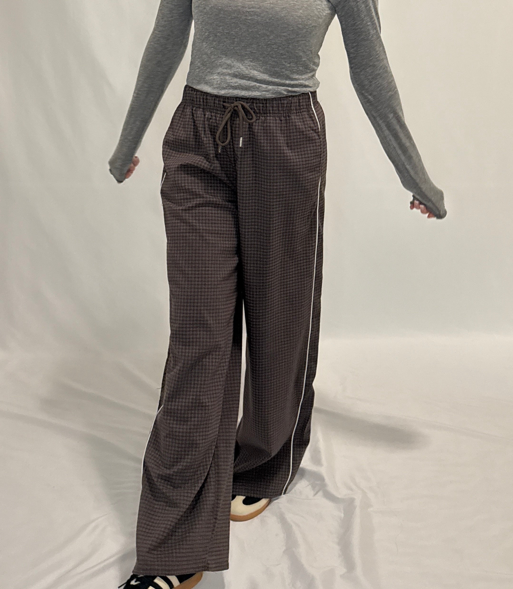 Check Woven Long Pants (2 colors)