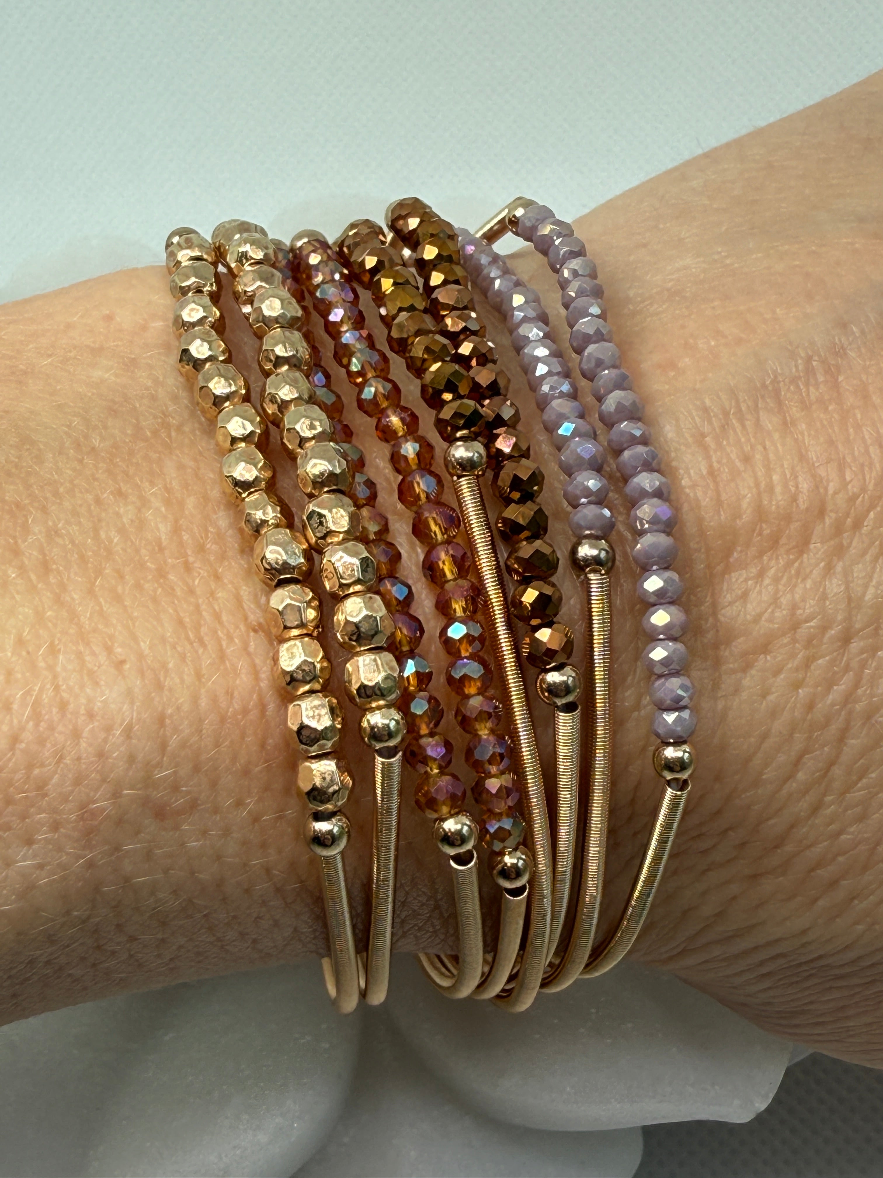 Boho Layered Spring Coil Guitar String Bracelet Set
