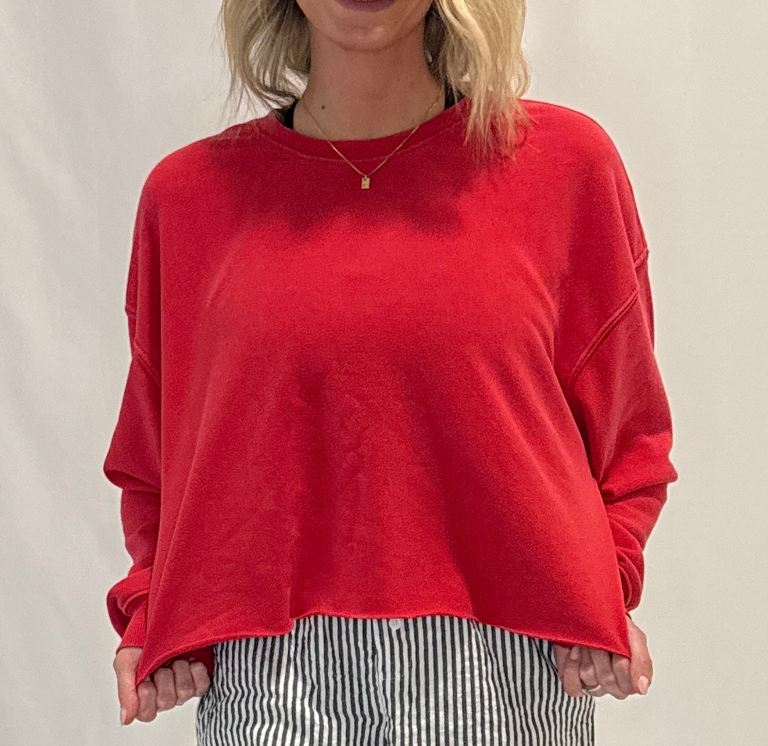 Cropped Mineral Wash Sweatshirt