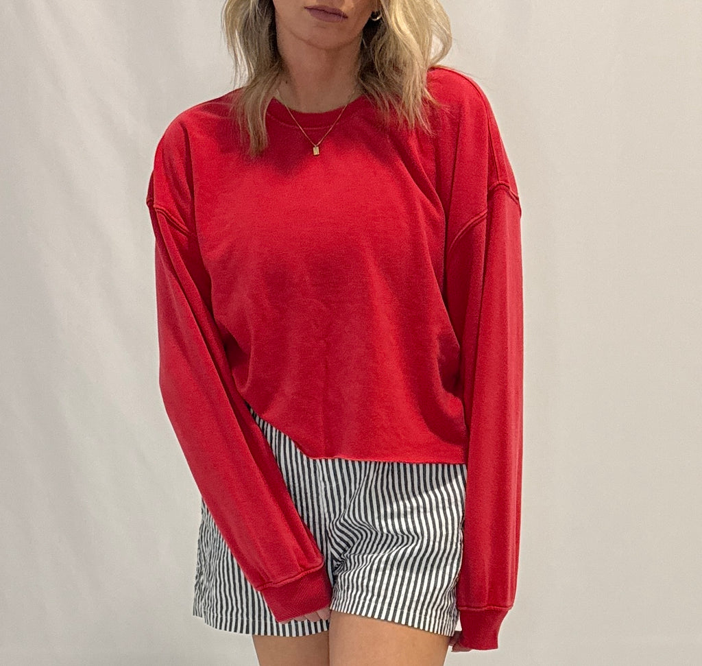 Cropped Mineral Wash Sweatshirt