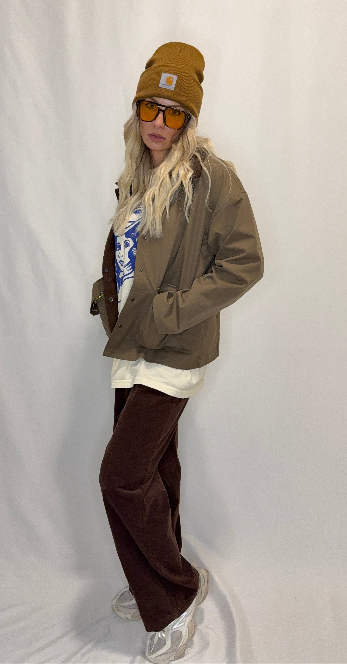 Barn Jacket with Corduroy Collar and Snap Pockets