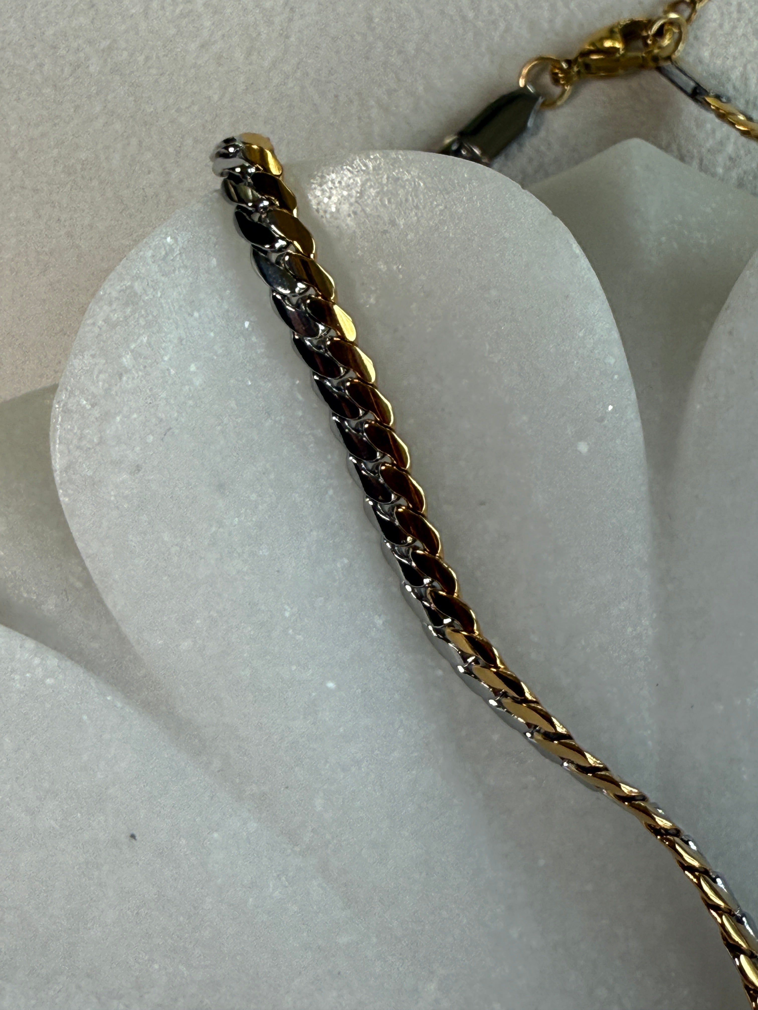 Two Tone 18K Gold Plated Stainless Steel Chain Necklace
