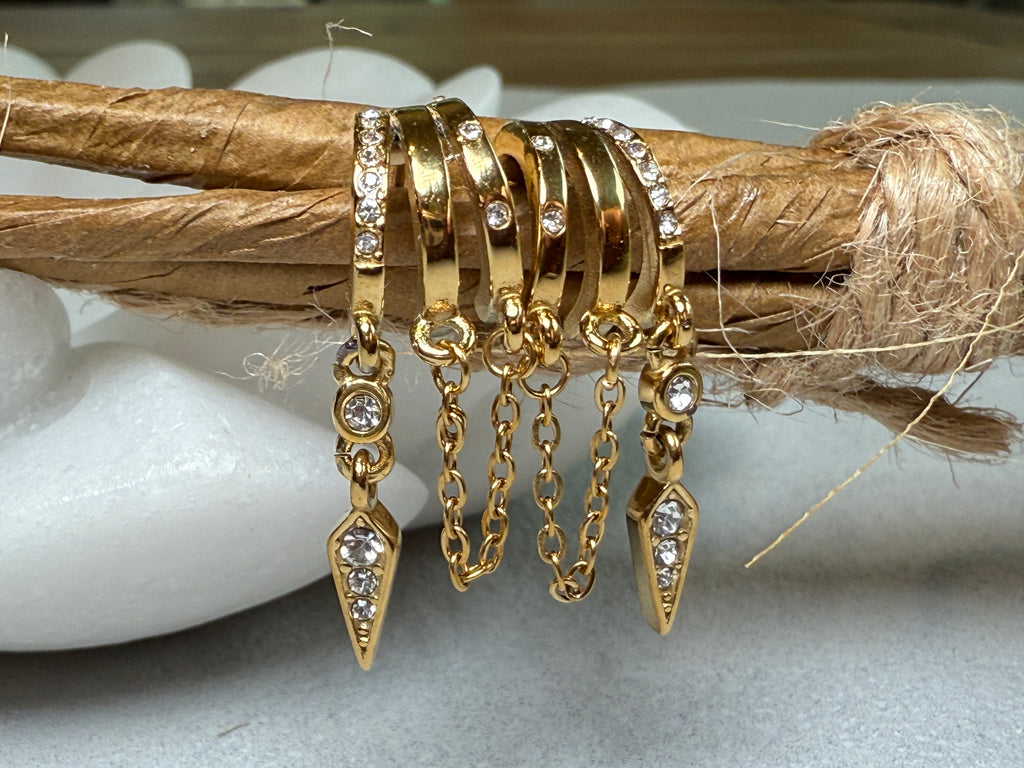 Zircon Fringe 18K Gold Plated Stud Earrings