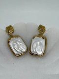 Jacques 18K Gold Non-Tarnish Square Pearl Earring