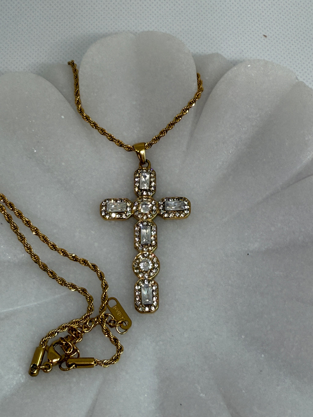 Belrose 18K Gold Non-Tarnish CZ Cross Necklace