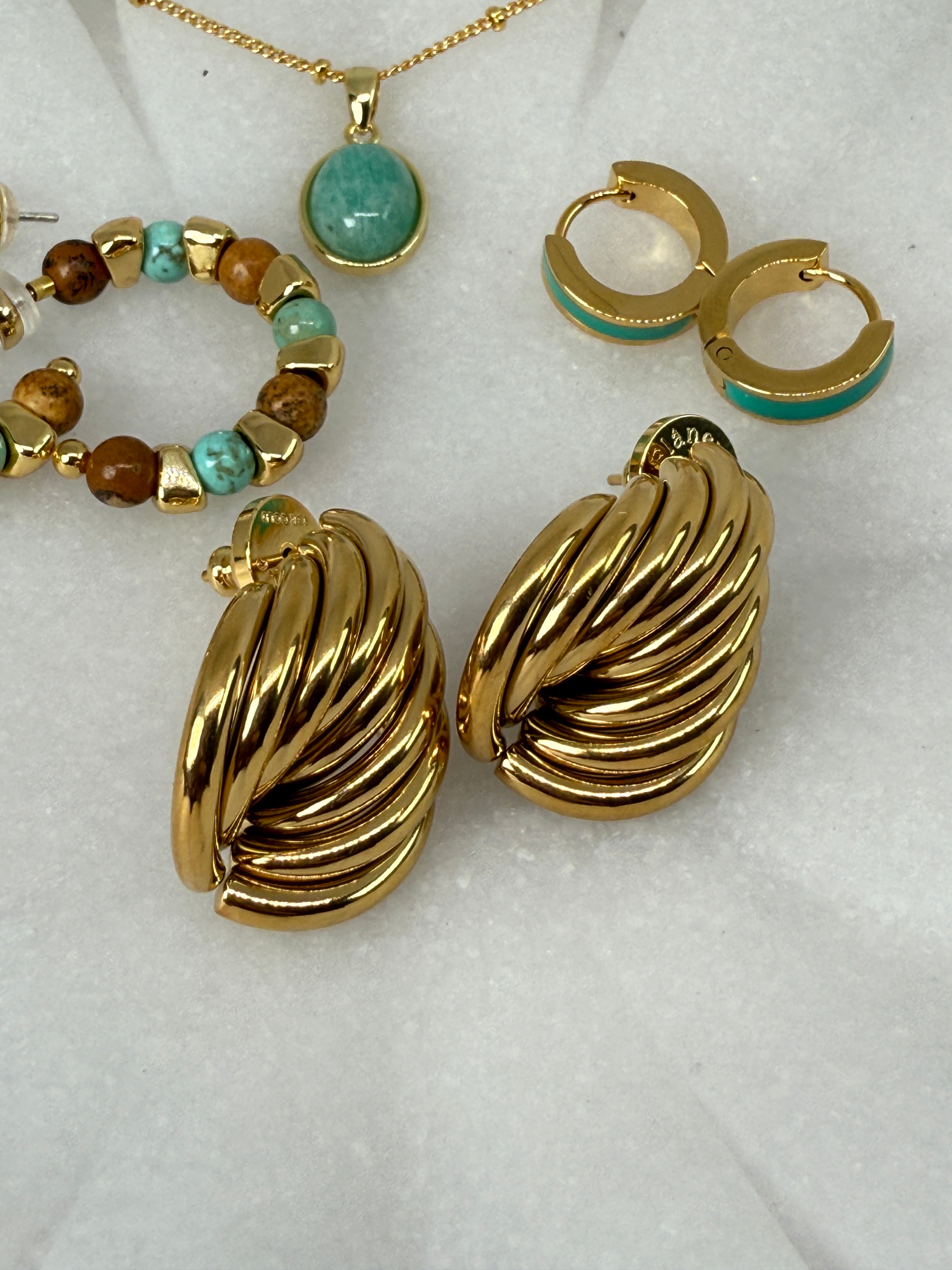 Lysandra 18K Gold Non-Tarnish Layered Teardrop Earrings