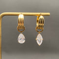 Asymmetric Zircon 18K Gold Plated SS Huggie Earrings - FGS