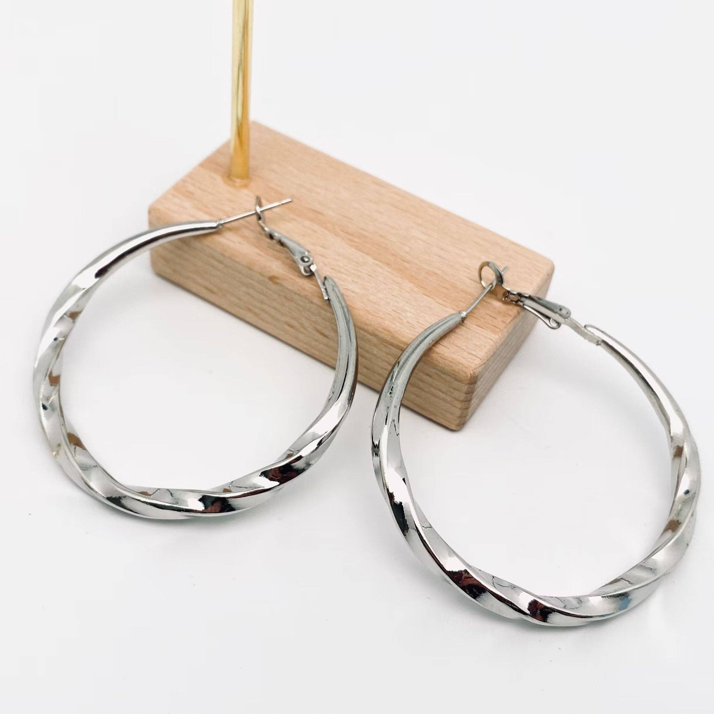 Large Spiral Circular Fashion Hoop Earrings