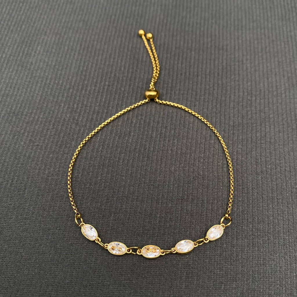 Oval Zircon Inlaid S.Steel Bracelet