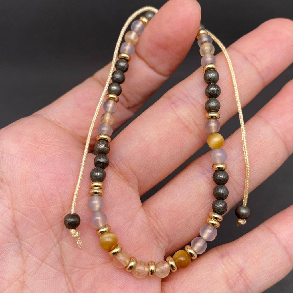4mm Stone Crystal Adjustable Bead Bracelet