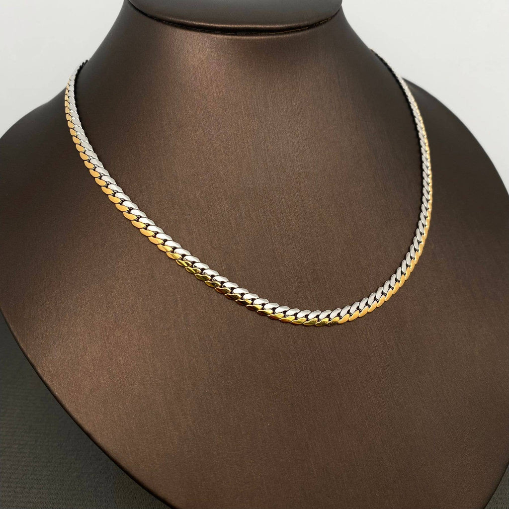 Two Tone 18K Gold Plated Stainless Steel Chain Necklace