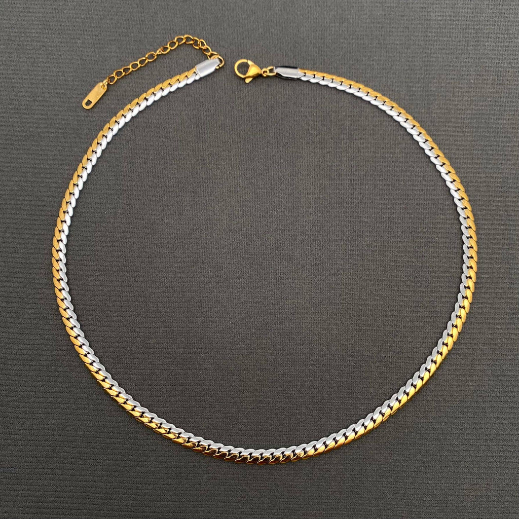 Two Tone 18K Gold Plated Stainless Steel Chain Necklace