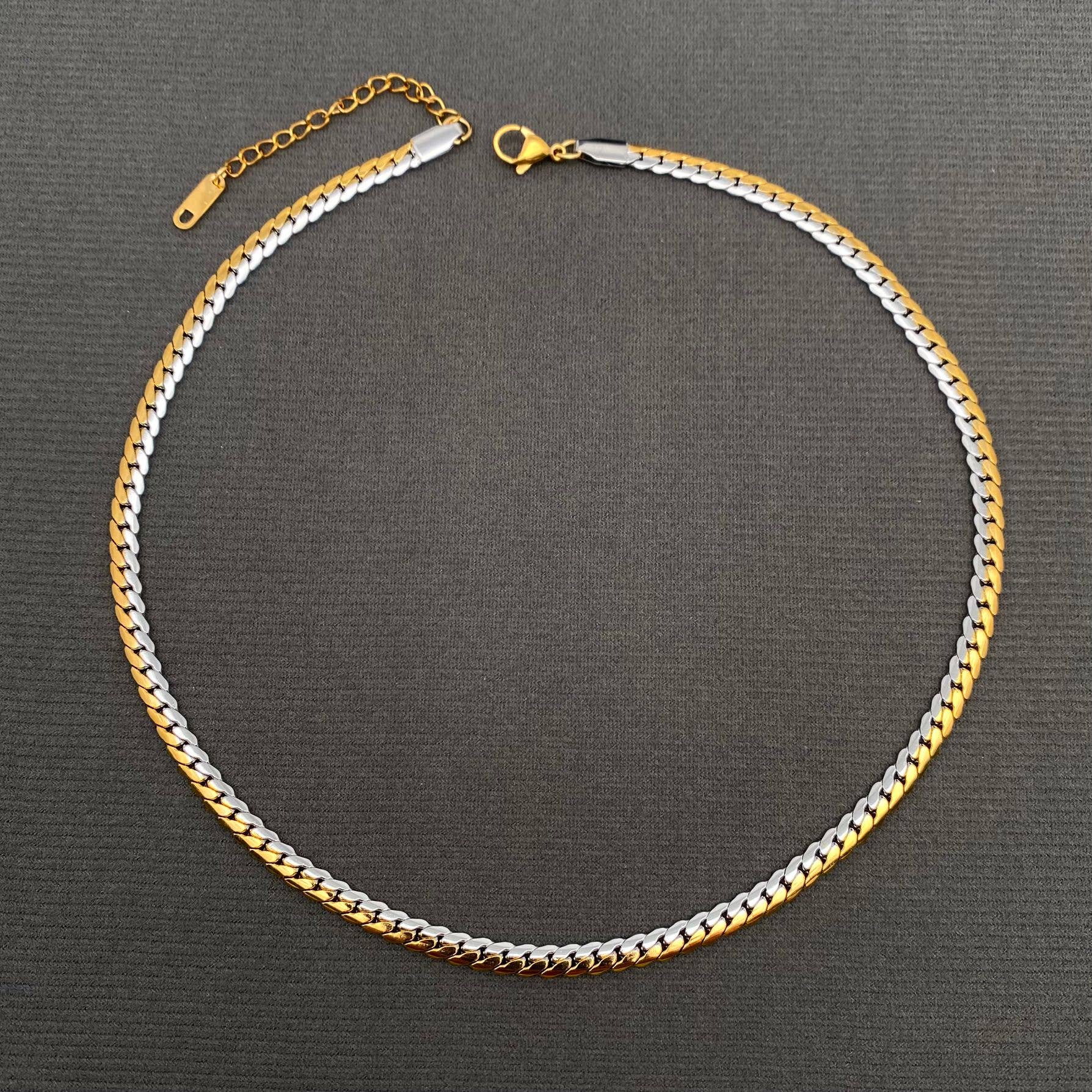 Two Tone 18K Gold Plated Stainless Steel Chain Necklace