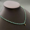 18K Golden Drop Charm Seed Beads Chain Necklace