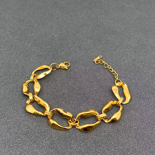 18K Gold Plated Stainless Steel Hollow Chain Bracelet