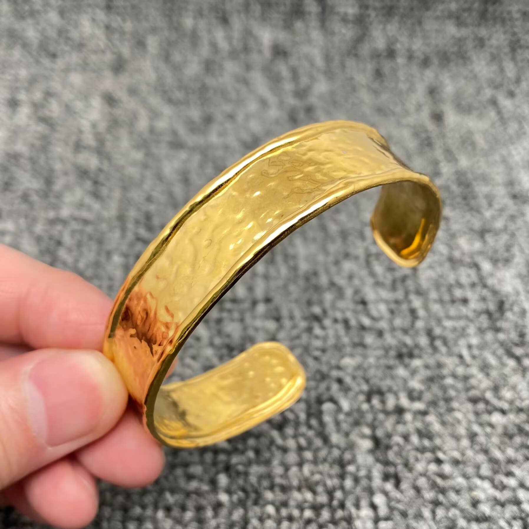 Hammered Texture 18K Gold Plated Cuff
